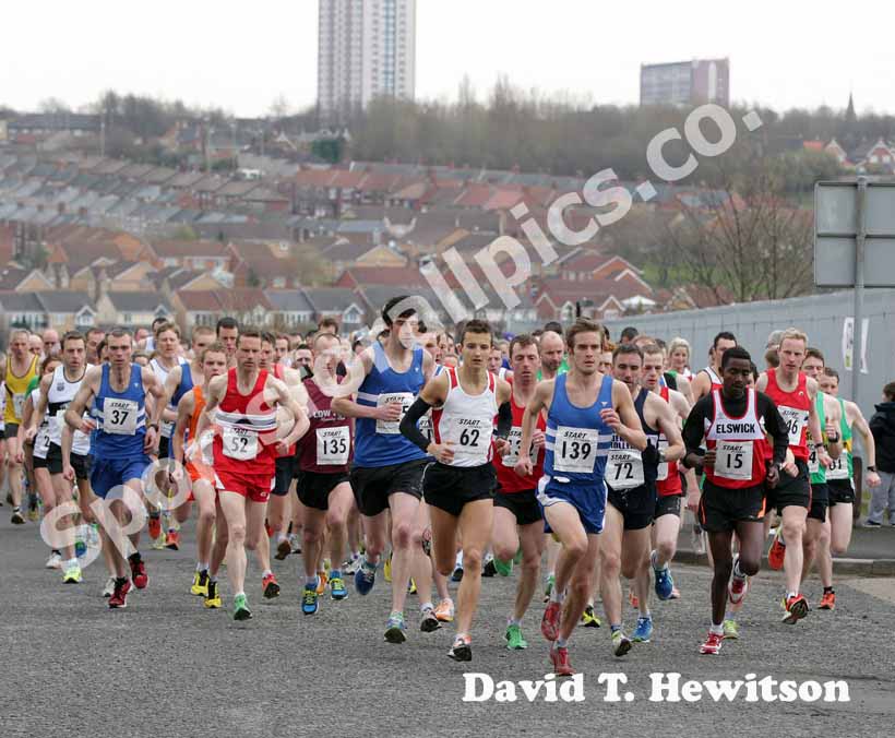 Start of the Wallsend Harriers Terry O'Gara Memorial 5k Road Race.